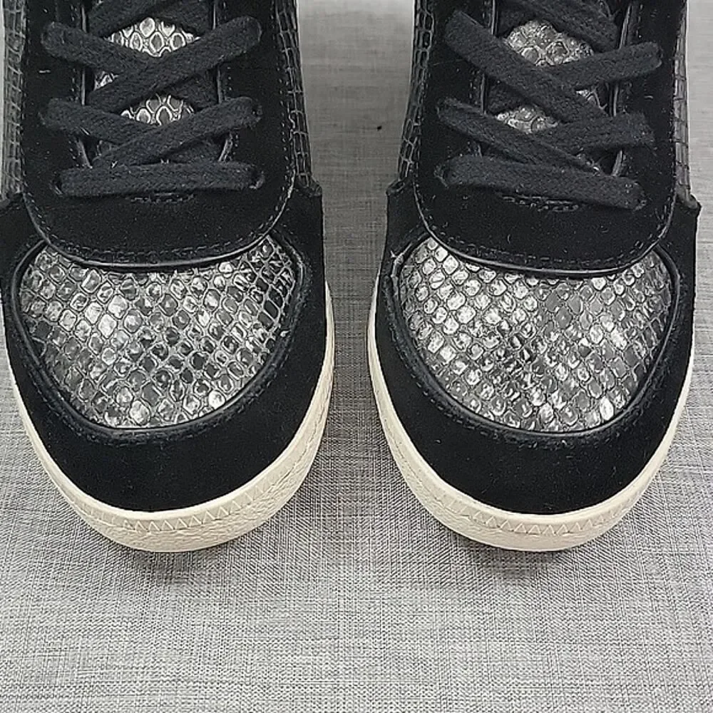Ash Brendy Snakeprint Wedge Black / Silver leather sneaker women's SZ 38